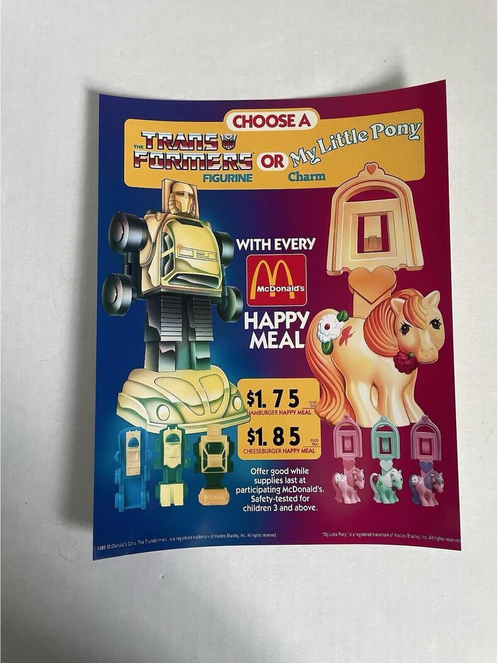 Transformers My Little Pony MLP Happy Meal REPRINT Display Sign Ad McDonald’s